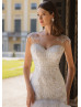 Heavily Beaded Ivory Tulle Corset Back Wedding Dress